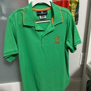 Psycho Bunny Boys Green with Orange Polo Size 14/16!